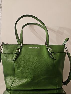 Dana Buchman Green Leather Tote Bag